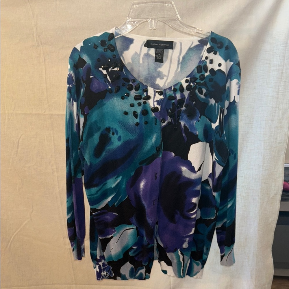 Multicolor floral Beaded Cardigan